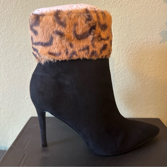 Shoe Dazzle Shoes Lilah Heeled Bootie‎ Black Caviar Leopard pointed toe stilleto - Picture 5 of 10